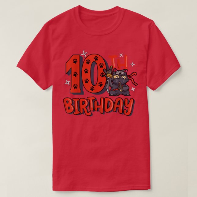 10th Ninja Birthday Boy 10 Year Old Samurai Bday P T-Shirt (Design Front)