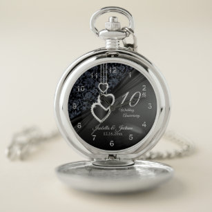 10th Onyx Wedding Anniversary Design 2 Pocket Watch