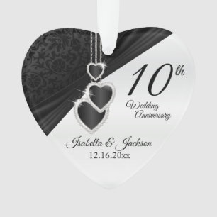 10th Onyx Wedding Anniversary Keepsake Design Ornament