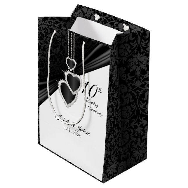 10th Onyx Wedding Anniversary - Medium Gift Bag (Back Angled)