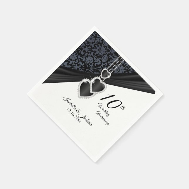 10th Onyx Wedding Anniversary Napkin (Corner)