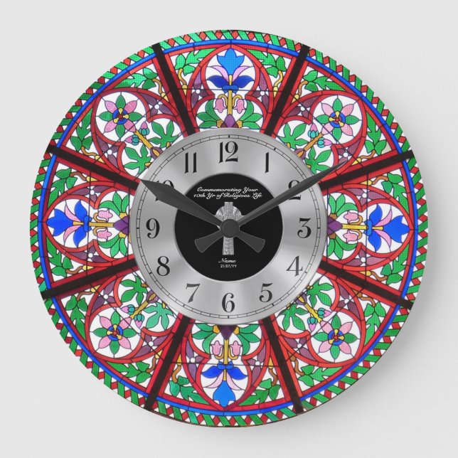 10th Ordination Anniversary Stained Glass Custom Large Clock (Front)