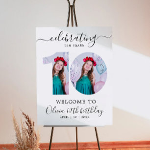 10th Photo Birthday Welcome Sign, Him or Her Poster