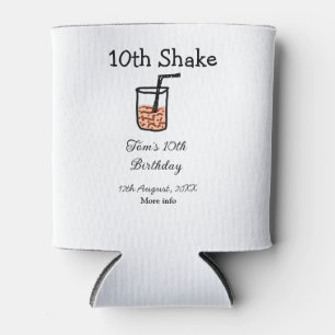 10th Shake 10th happy birthday milkshake scribble Can Cooler