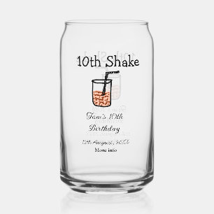 10th Shake 10th happy birthday milkshake scribble  Can Glass