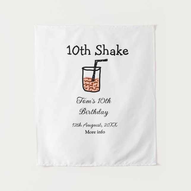 10th Shake 10th happy birthday milkshake scribble  Tapestry (Front)