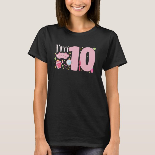 10th Spa Birthday 10 Year Old Spa B Day Girls Spa  T-Shirt (Front)