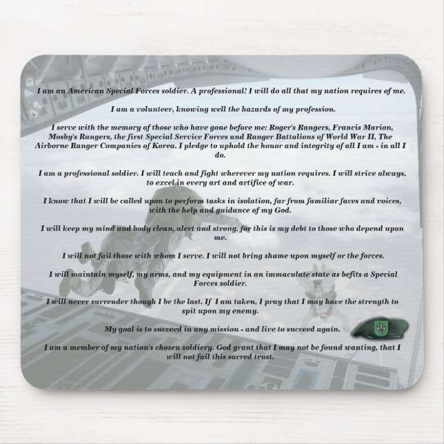 10th special forces creed veterans Mousepad (Front)