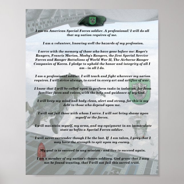 10th special forces group flash creed poster vets (Front)