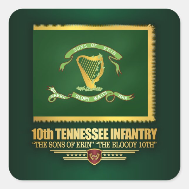 10th Tennessee Infantry Square Sticker (Front)