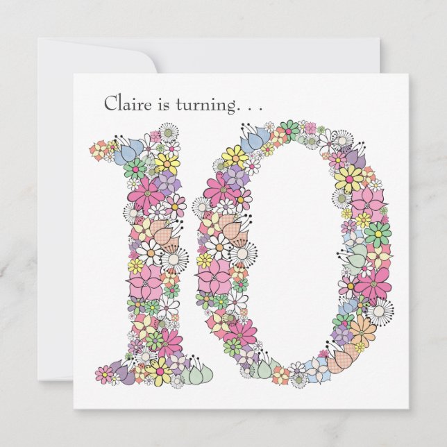 10th Tenth Girls Birthday Party Custom Invitation (Front)