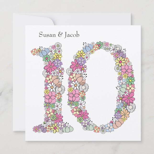 10th Tenth Wedding Anniversary Custom Invitation (Front)