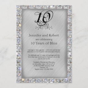 10th Tin and Diamond Wedding Anniversary Invitation