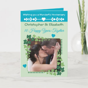 10th Tin Anniversary photo green azure Card