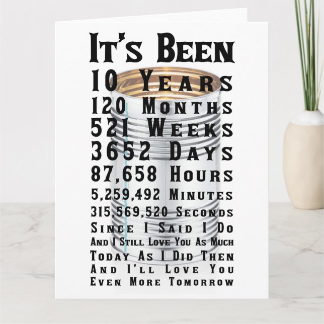 10th Tin Wedding Anniversary Card (Front)