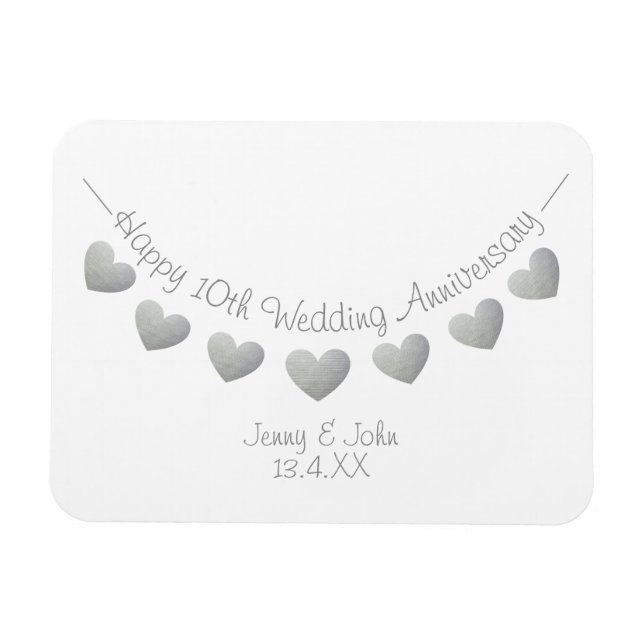10th tin wedding anniversary gift/ favor magnet (Horizontal)
