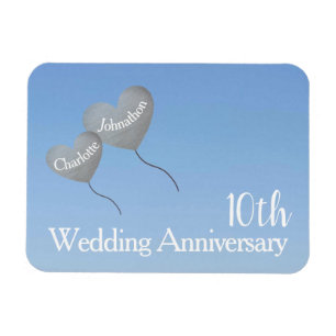 10th tin wedding anniversary gift/ favour magnet