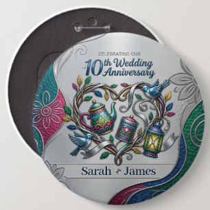 10th Tin Wedding Anniversary Party Thank You Gifts 6 Cm Round Badge