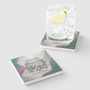 10th Tin Wedding Anniversary Party Thank You Gifts Stone Coaster