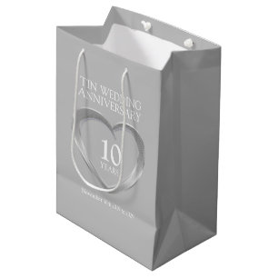 10th tin wedding anniversary photo gift bag