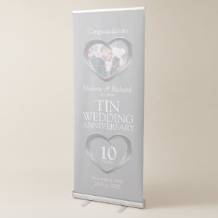 10th tin wedding anniversary photo heart retractable banner