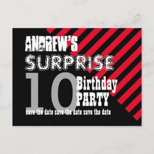 10th TWEEN Surprise Birthday Save the Date A01 Announcement Postcard