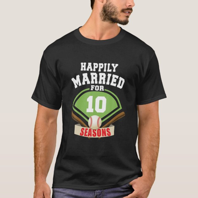 10Th Wedding Anniversary Baseball Couple T-Shirt (Front)