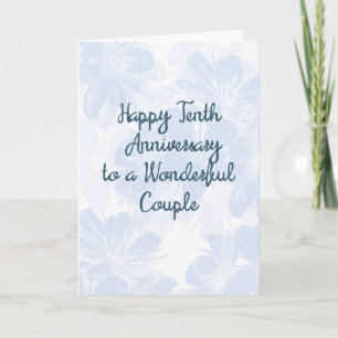 10th Wedding Anniversary Card Blue Flowers