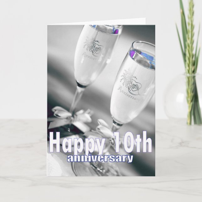10th wedding anniversary champagne celebration card (Front)