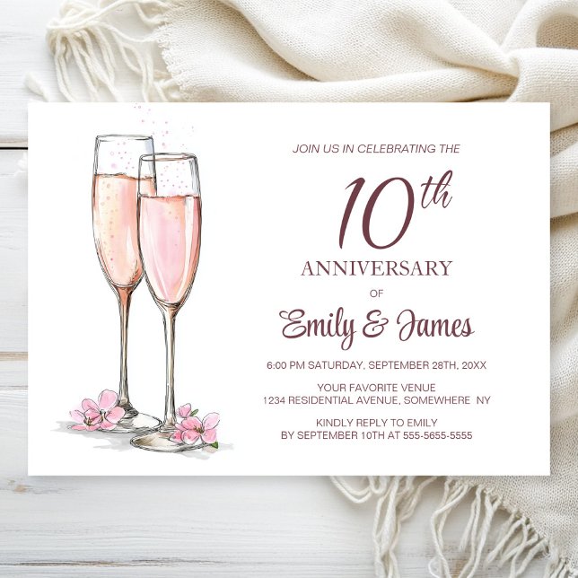 10th Wedding Anniversary Champagne Invitation (Creator Uploaded)