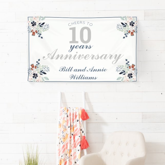 10th Wedding Anniversary Cheers to 10 Years Party Banner (Insitu)
