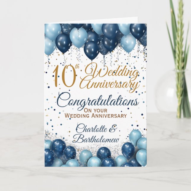 10th Wedding Anniversary Congratulations Card (Front)