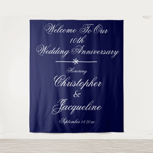 10th Wedding Anniversary Cool Photo Booth Backdrop Tapestry (Front)