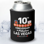 10th Wedding Anniversary Couples Las Vegas Trip Can Cooler<br><div class="desc">Unique 10th anniversary gift for husband & wife or married couple taking a romantic weekend getaway to Las Vegas to celebrate 10 years of marriage! Novelty souvenir to remember your Vegas trip as a second honeymoon vacation or wedding party you never had. Features "10th Wedding Anniversary in Fabulous Las Vegas...</div>
