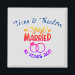 10th Wedding Anniversary Custom Names Magnet<br><div class="desc">Commemorate your tenth wedding anniversary with this custom magnet. Personalise the names in blue text to your own or the couple who is celebrating this milestone event. Great idea for a party favour too!</div>