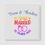 10th Wedding Anniversary Custom Names Magnet<br><div class="desc">Commemorate your tenth wedding anniversary with this custom magnet. Personalise the names in blue text to your own or the couple who is celebrating this milestone event. Great idea for a party favour too!</div>