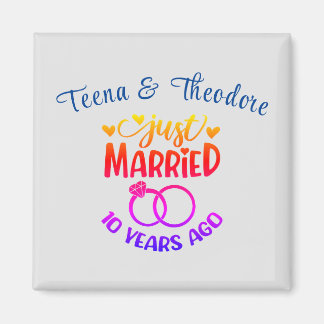 10th Wedding Anniversary Custom Names Magnet