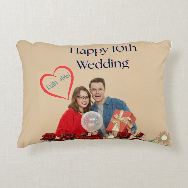 10th Wedding Anniversary Decorative Cushion (Front)