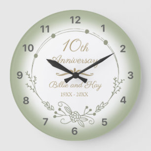10th Wedding Anniversary Elegant Large Clock