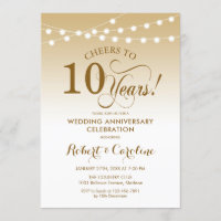 10th Wedding Anniversary - Gold White