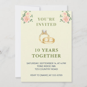 10th Wedding Anniversary Invitation Elegant Ring