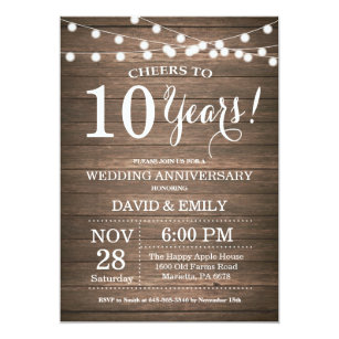 10th year anniversary invitations announcements zazzle uk