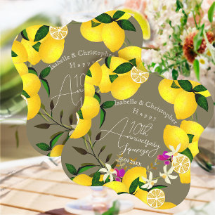 10th Wedding Anniversary Lemon Squeeze Paper Coaster