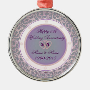 10th Wedding Anniversary Metal Tree Decoration