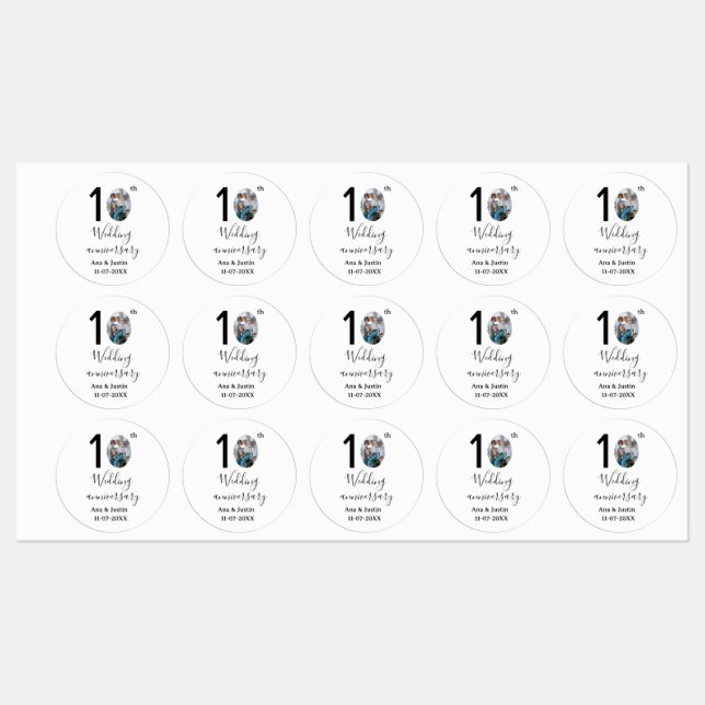 10th wedding anniversary name photo bold letter st (Sheet)