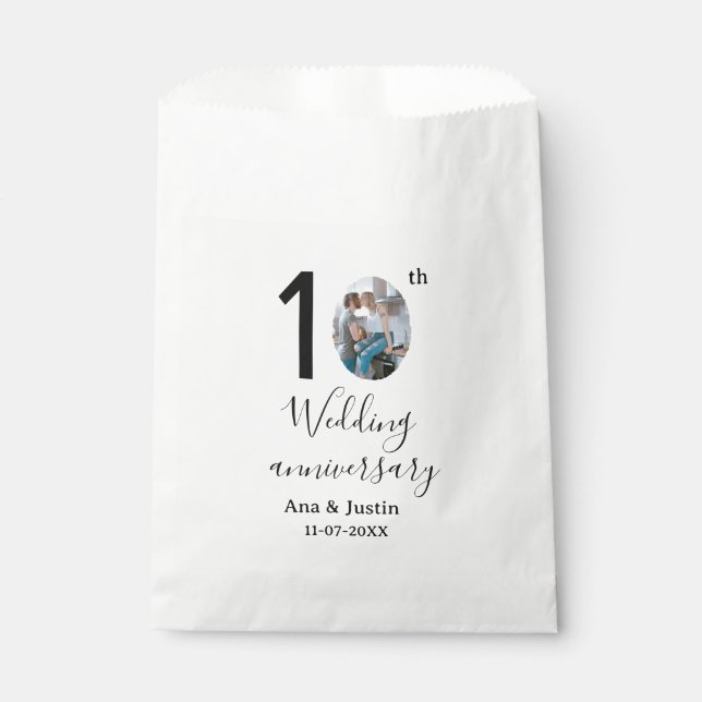 10th wedding anniversary name photo bold letter st favour bags (Front)