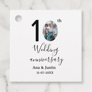 10th wedding anniversary name photo bold letter st favour tags