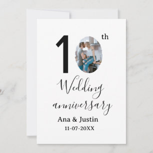 10th wedding anniversary name photo bold letter st invitation