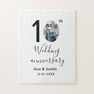 10th wedding anniversary name photo bold letter st jigsaw puzzle