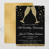 10th Wedding Anniversary Party Champagne Glasses